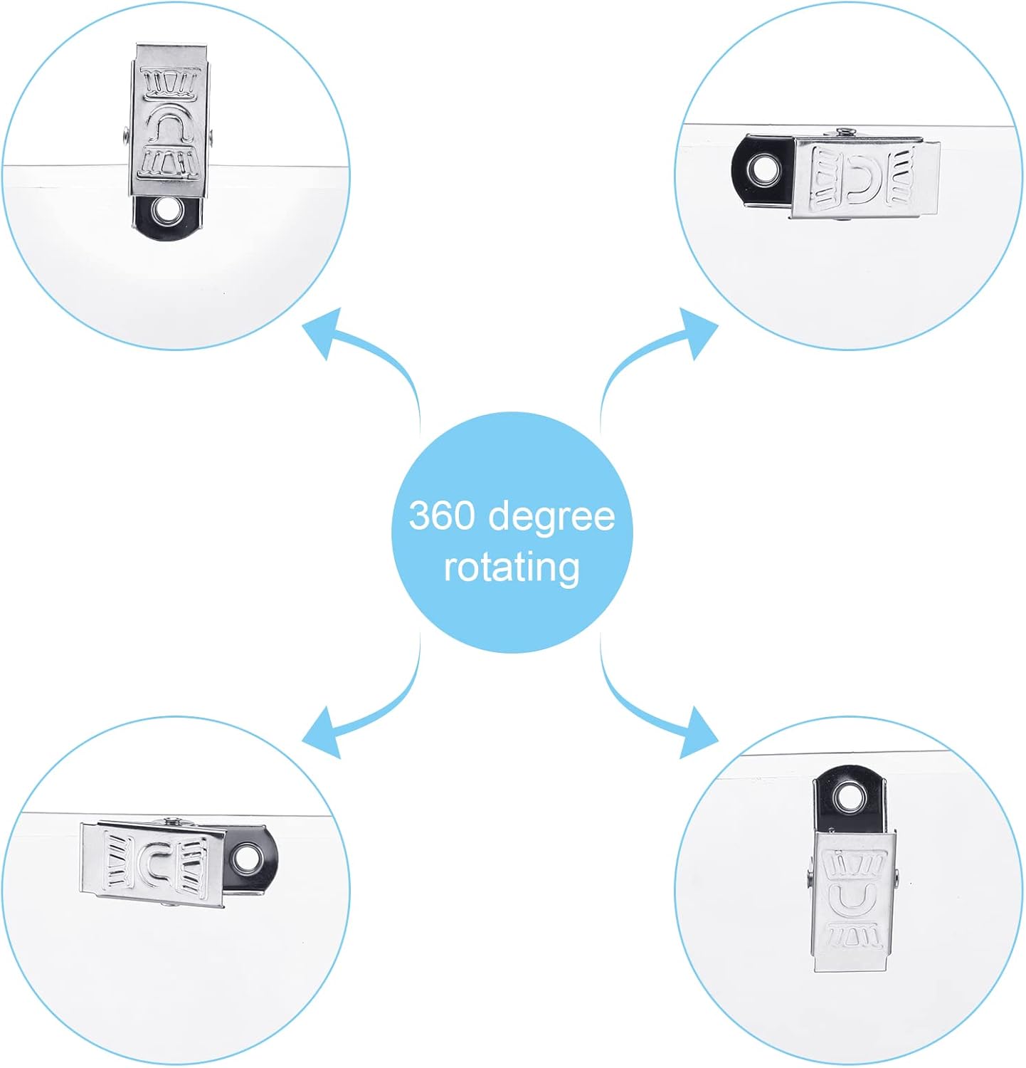 Eaasty 200 Pcs Clear Badge Holder with Metal Clip Name Tag 3 x 4 Inches Horizontal PVC ID Card Protector with Clip Waterproof Badge Holder for Work Card Drive License Name Tag Key Office