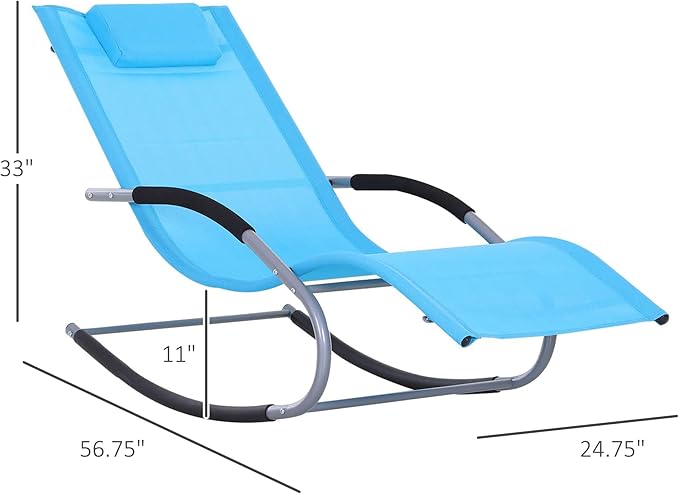 Outsunny Zero Gravity Rocking Chair Outdoor Chaise Lounge Chair Recliner Rocker