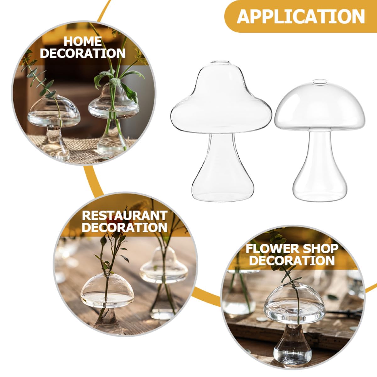 NUSITOU 2pcs Glass Mushroom-Shaped Hydroponic Flower Vases Decorative Desktop Home Office Plant Holders for Terrarium and Floral Arrangement