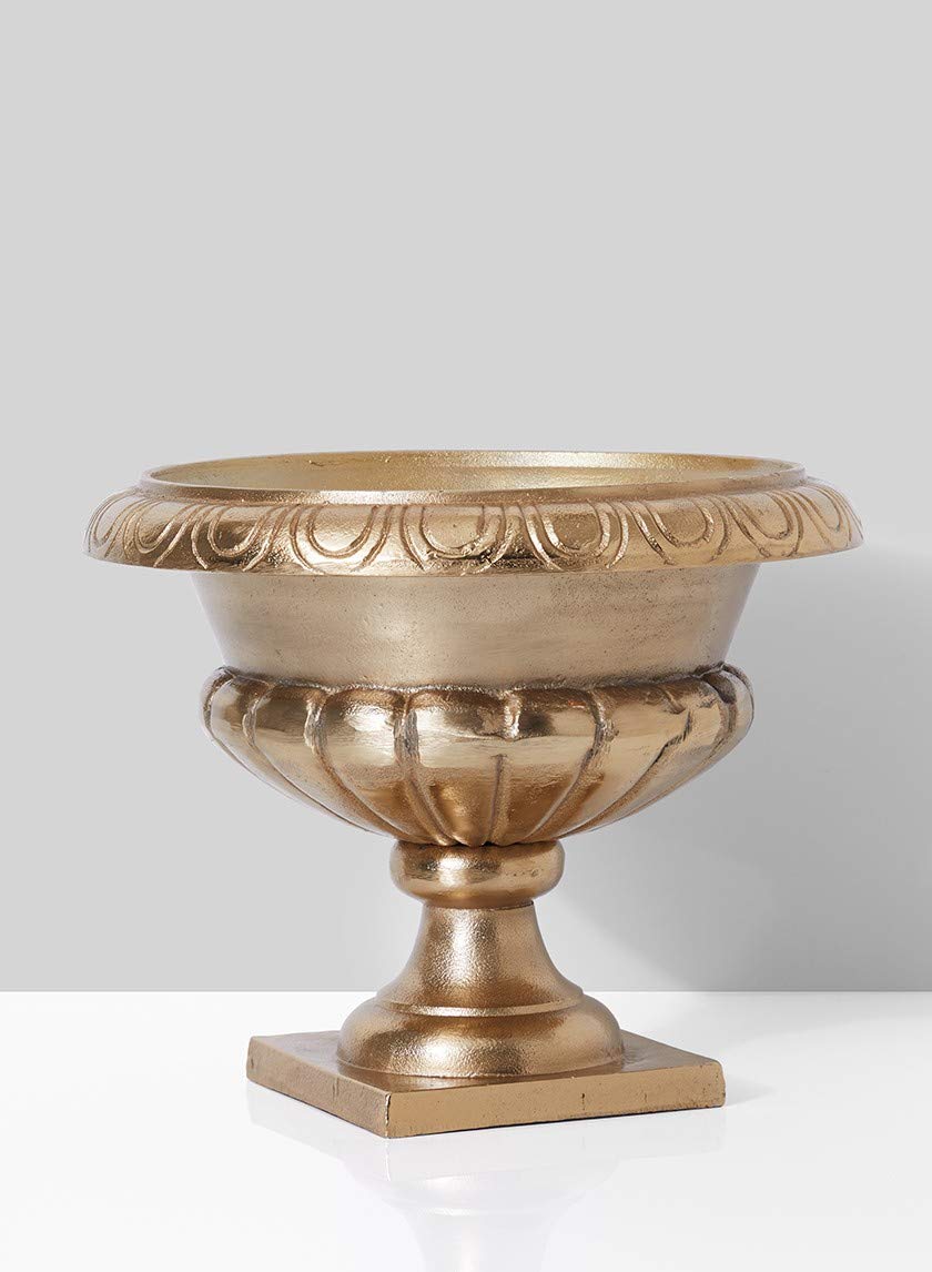 Serene Spaces Living Gold-Plated Sorrento Flower Urn, Home Décor, Event Centerpieces, Wedding, Parties, Floral Arrangements, Indoor/Outdoor Urn Planter, Single
