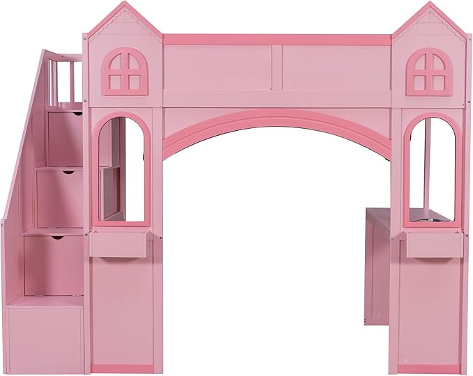 Princess-Themed Castle Loft Bed