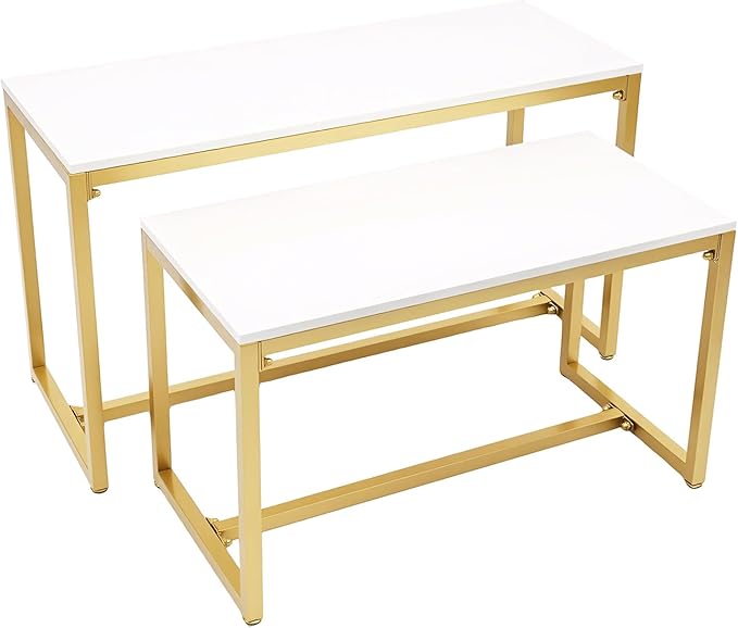 2pcs Gold Retail Display Nesting Tables, Shoes Handbag Metal Display Riser Shelf