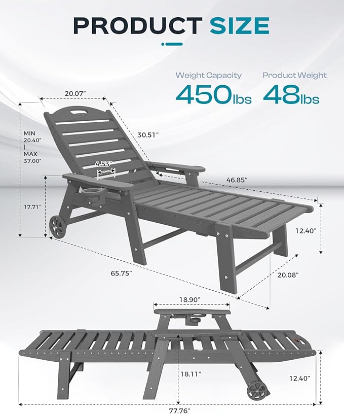 Ciokea Lounge Chair Outdoor, Oversized Chaise Lounge Chair