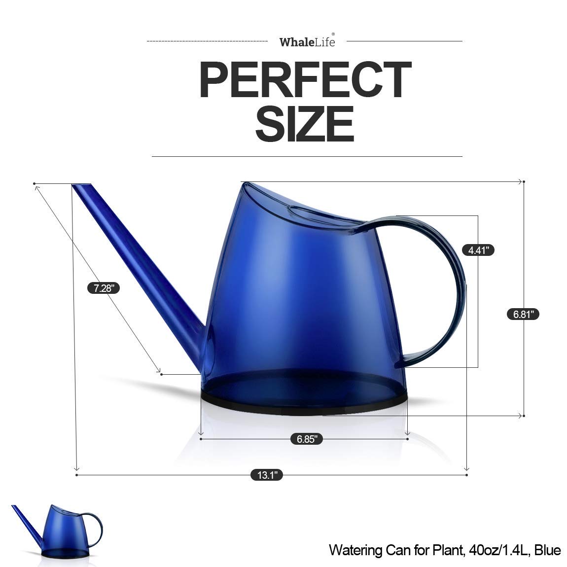 WhaleLife Indoor Watering Can for House Bonsai Plants (1.4L, Blue)