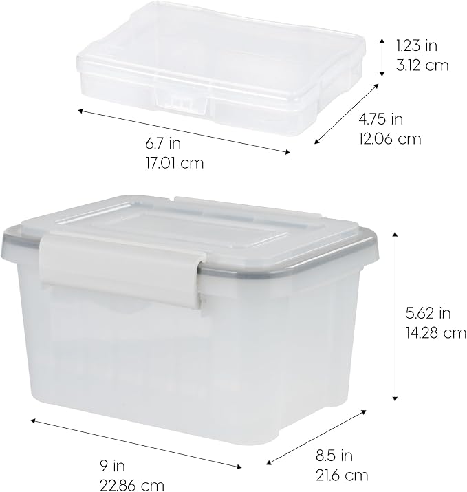 IRIS USA 4" x 6" |Made in USA| 2-Pack WeatherPro Photo Storage Box and Picture Containers, 7 Inner Cases for Tasks, Stickers, Ephemera, & Flashcards - Clear