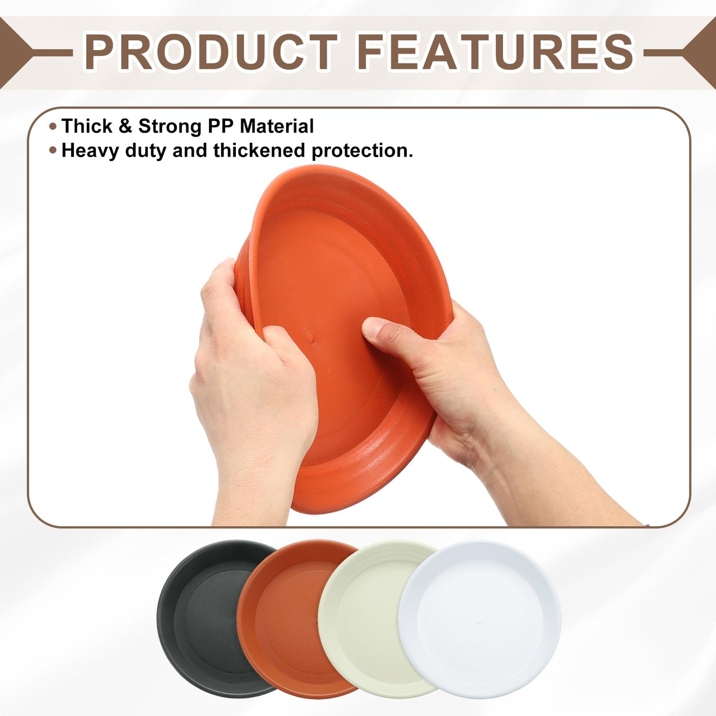 HARFINGTON 4pcs Plastic Plant Saucer 6.1" Round Drip Trays Flower Pot Saucers Flower Base Bottom Drainage Tray for Indoors Outdoors Planters, Beige
