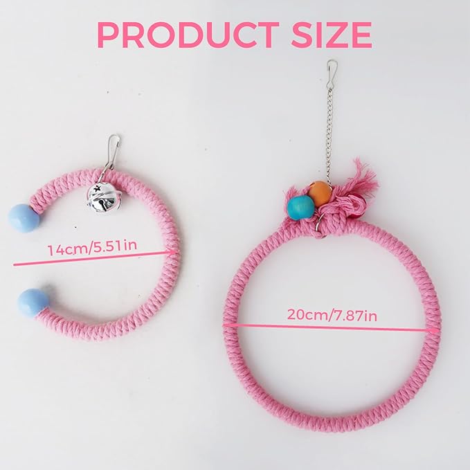 Colorful Circular Bird Swing,Bird Rope Chewing Toys Parrot Cage Bite Toys (Small Half-Round Yellow)