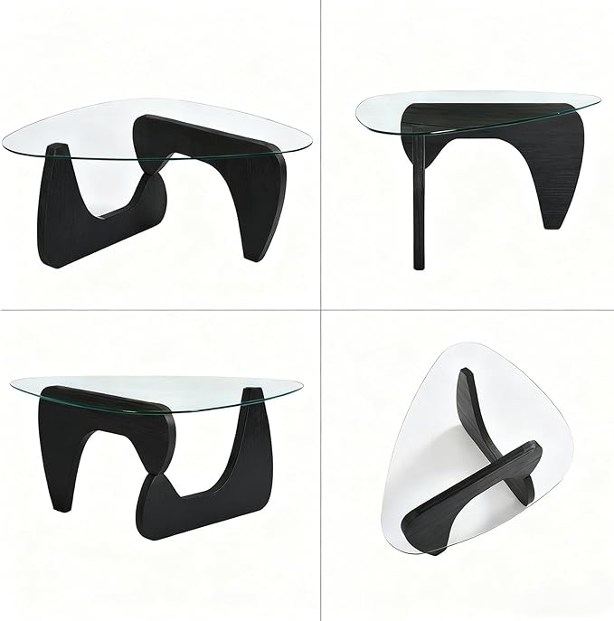 Modern Coffee Table for Living Room, 35.8" Minimalist Black Center Table