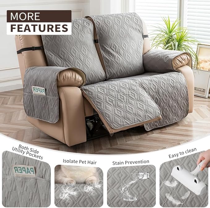 Genina Loveseat Recliner Cover Non-Slip, Sofa Cover