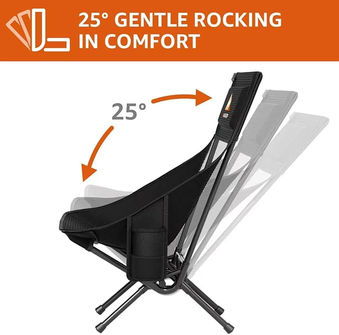 Armless Rocking Camping Chair for Adults, Portable Folding Outdoor Rocker