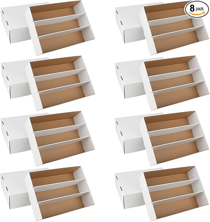 8 Pack Trading Card Storage Box, 2340 Count Card Storage Box White Sports Cards Organizer Box Trading Cards Box for Storing Protecting and Organizing Soccer Basketball Game Cards