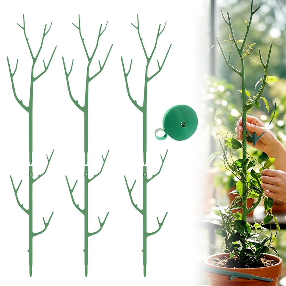 6 Pack Stackable Monstera Plant Support Stakes, Garden Plant Stakes for Indoor and Outdoor Plants, Moss Poles Holder Stick Monstera Plant Stem Supports Structures for Climbing Potted Plants (6 Pack)