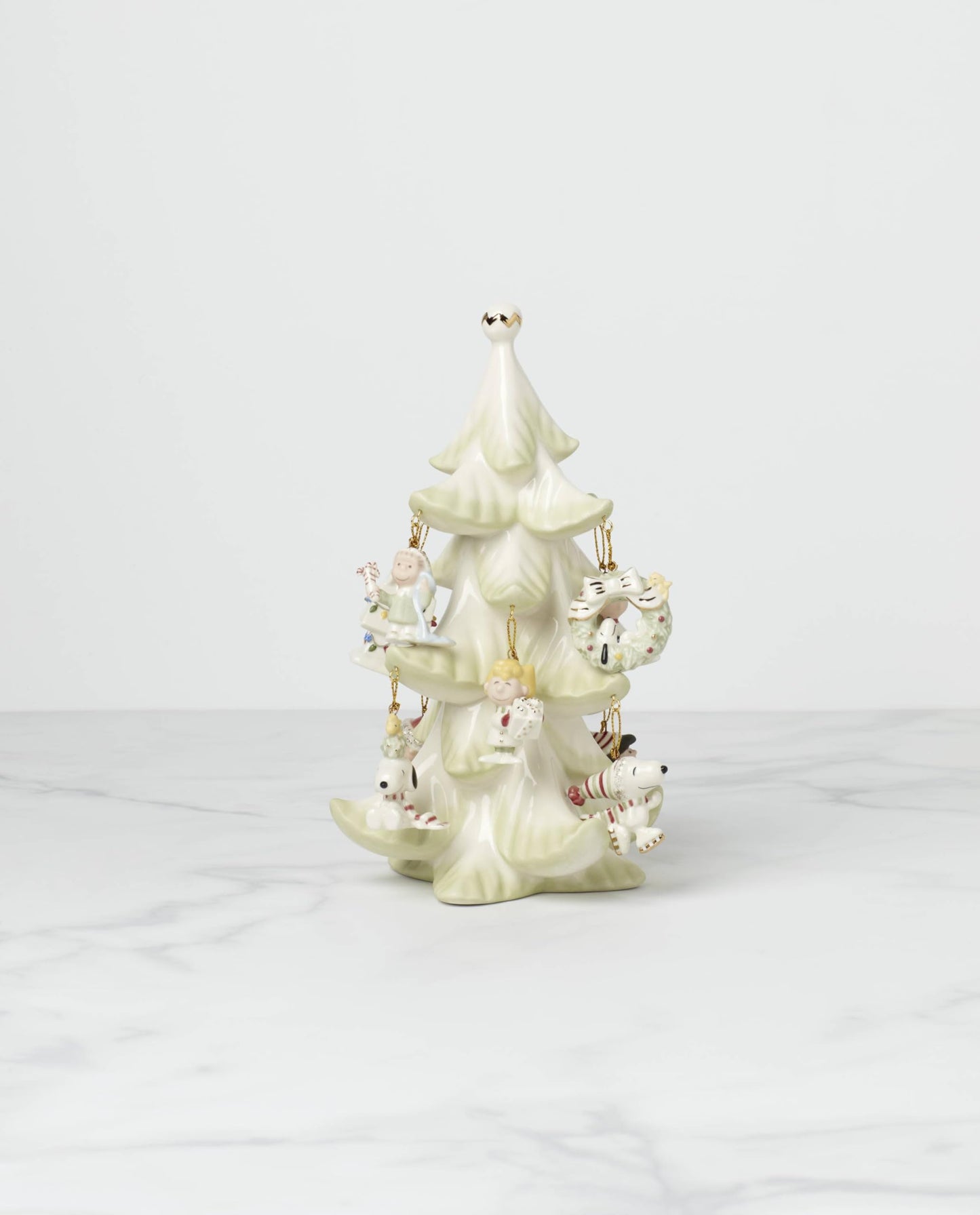 Lenox 6361265 Snoopy & Friends 11-Piece Christmas Tree Ornament Set, Display Stand