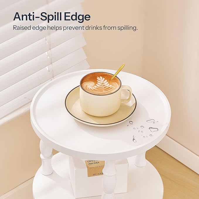 HOOBRO Round Side Table for Small Space, 3-Tier Small Round End Table