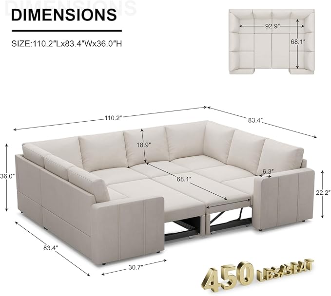 Belffin Modular Sectional Sleeper Sofa Bed