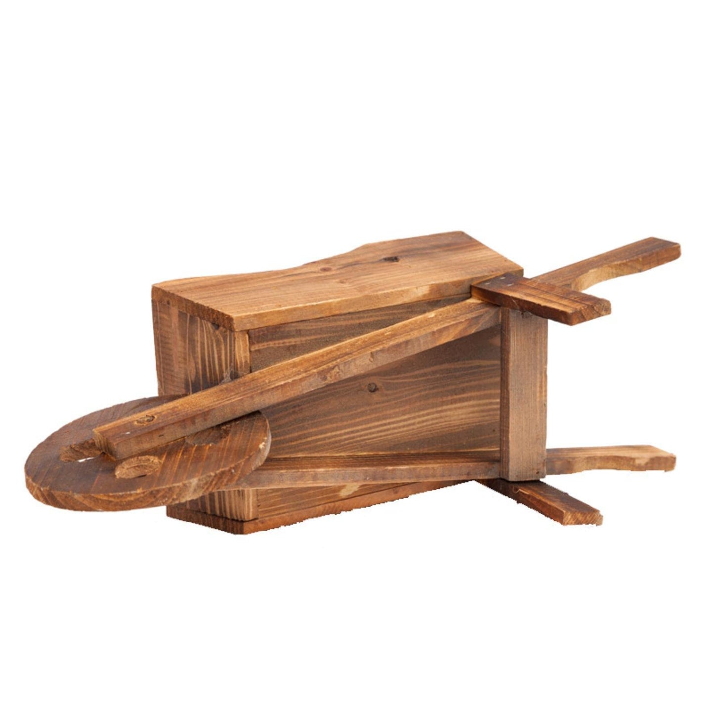 LeMall Small Wooden Planters, Planters Wooden Wagon Cart Planter Box Garden Decor Wheelbarrow Planter Ornament Succulent Planter Indoor & Outdoor Backyard Decor + 4 Potted Gadgets