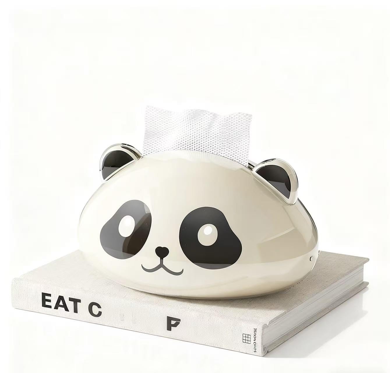 Desktop Tissue Holder,Cute Tissue Box Cover,Black-and-White Animal Pattern Design,Ideal for Office Or Living Room Napkin Storage