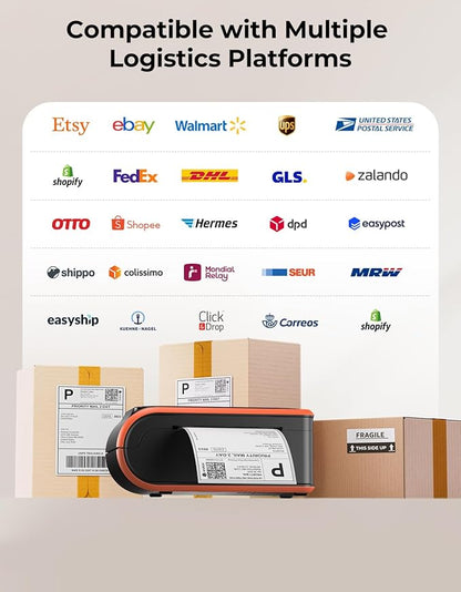 MUNBYN MC240 Bluetooth Thermal Label Printer with Battery, Built-in Paper Bin, Portable Wireless 4×6 Shipping Label Printer, Compatible with iOS, Android, Windows, Mac, Works for Small Business