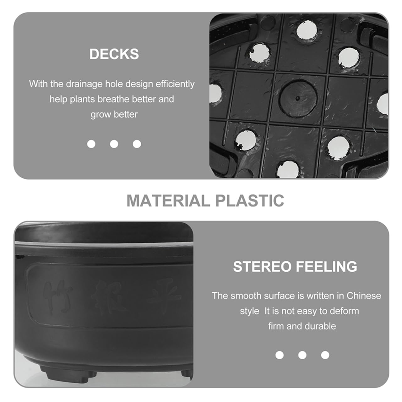 ERINGOGO 2 PCS Bonsai Training Pots, 17'' Bonsai Plants Growing Pot Plastic Oval Planter with Drainage Hole, Large Deep Flower for Nursery, Garden, Balcony