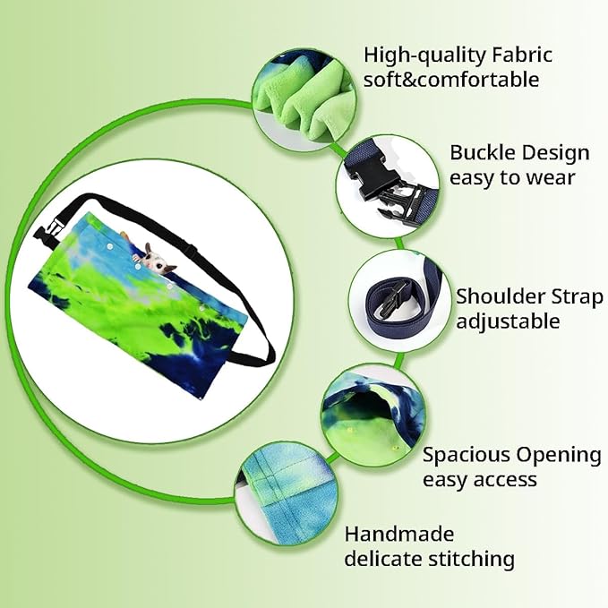 MANON ROSA Sugar Glider Pouch - Small Animal Carrier Bag with Harness Set for Bonding Sling for Reptile Pets Bearded Dragons Lizards Backpack Accessories for Outdoor Travel Walking Resting Blue