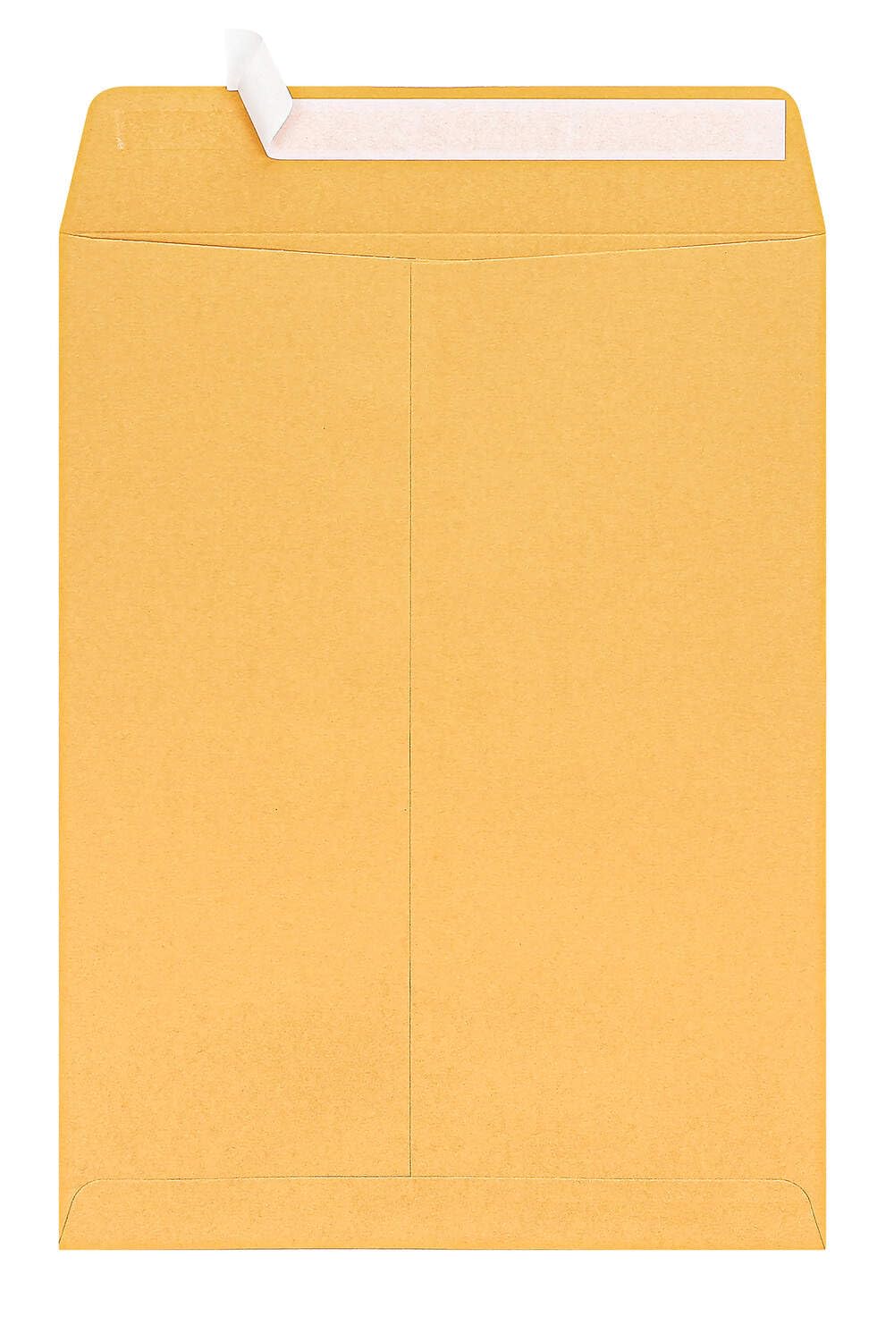 Catalog Envelopes (Open End), Brown Kraft, 28 Pound. 100 Per Pack. (Peel And Seal, 9"x12")