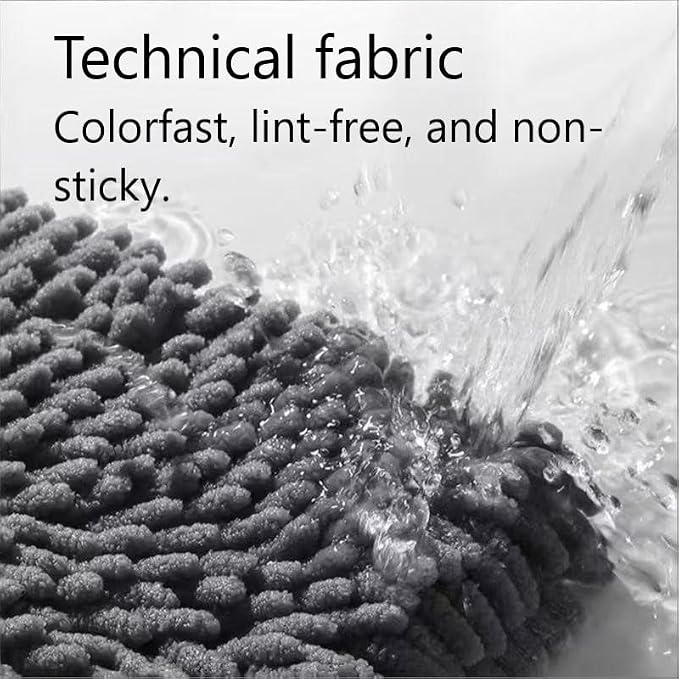 Dog Towel | Quick Dry Ultra Absorbent Microfiber Shammy | Extra Large 24.41x9.06 Dog Bath Towel with Hand Pockets | Dog Drying Towel for Dogs & Cats | Grey, Yellow, Blue (Grey)