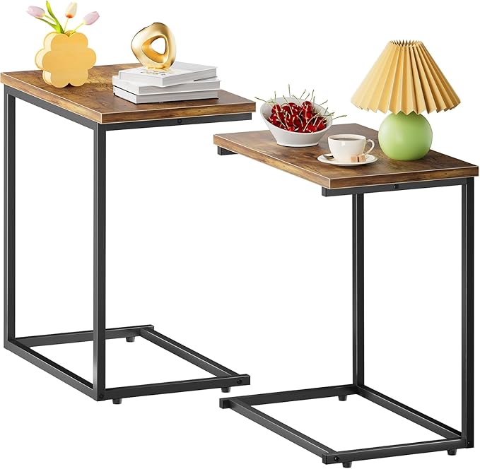 Pipishell C Shaped End Table Set of 2, Side Table