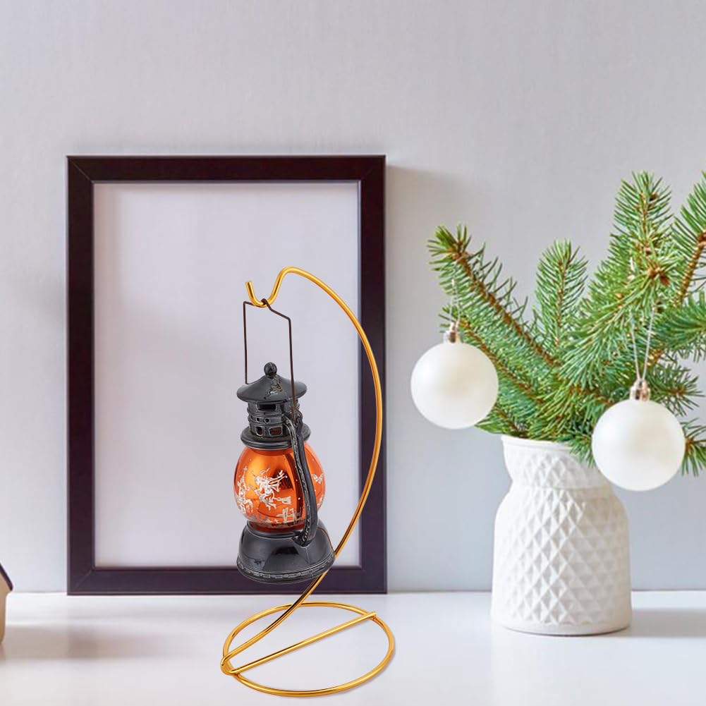 DELORIGIN 6pcs Ornament Display Stand Hanger Holder Glass Globe Iron Wire Stand Hanging Hook Rack for Christmas Lanterns Hanging Air Plant Terrarium Witch Ball Decor DIY Art Craft Display(Golden)
