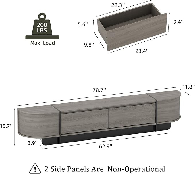 78.7'' Modern TV Stand for 55-85 Inch, Long Wooden TV Console