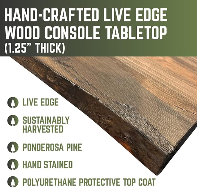 Restore by Pipe DÉCOR Live Edge Wood Console Table 48 in. x 16 in. x 34 in.