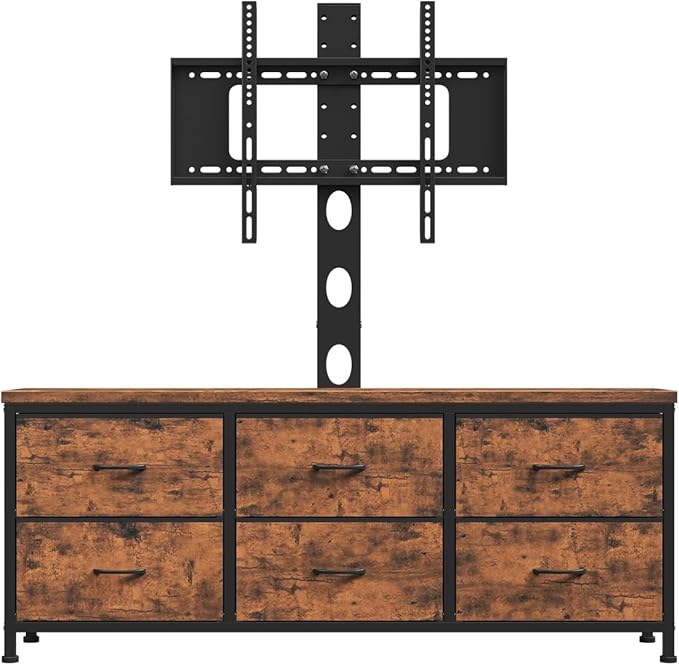 TV Stand with Mount, Fabric Dresser with 6 Drawers