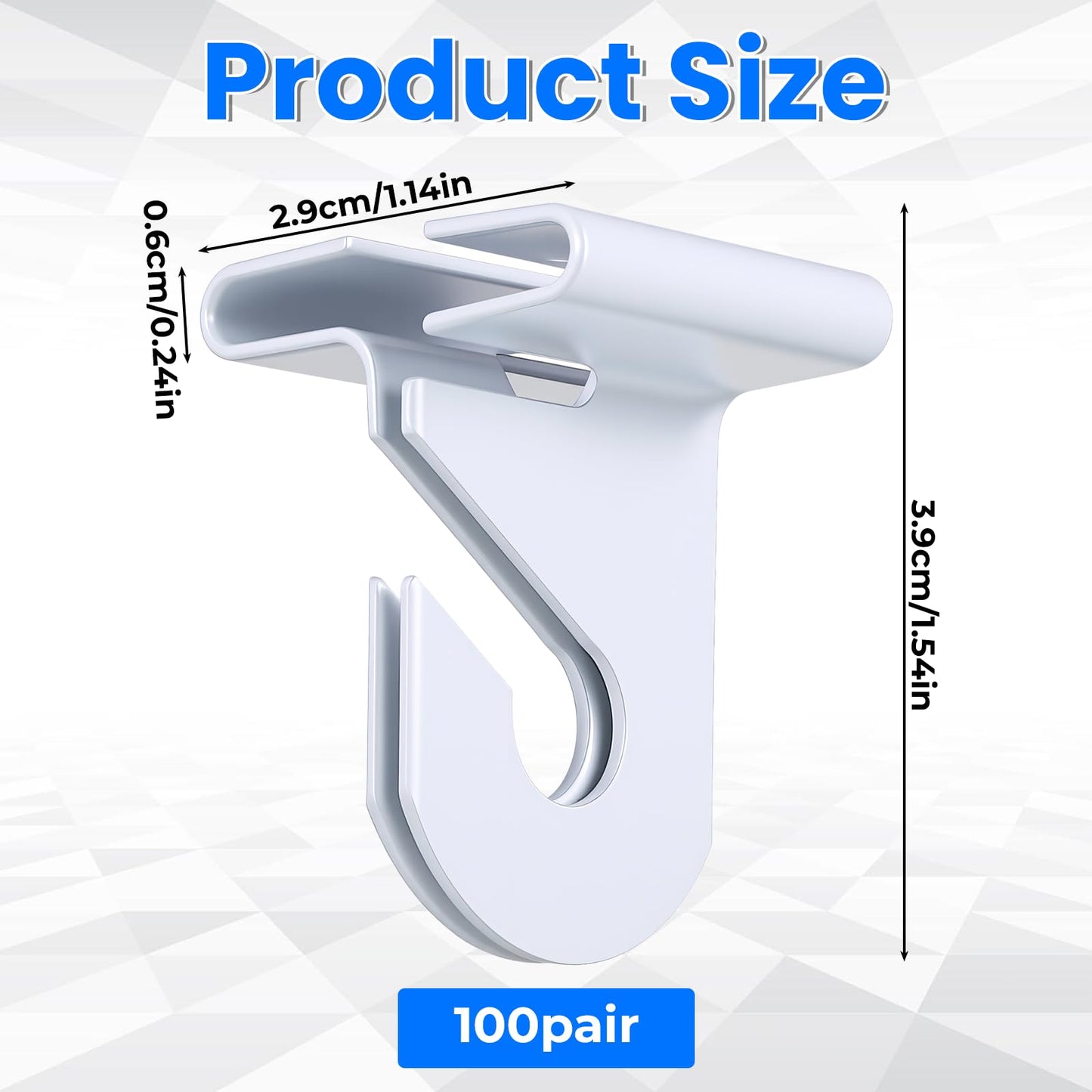 SHENLIU 100 Pair Drop Ceiling Hooks for Classrooms, White Heavy Duty Metal T-Bar Hooks Suspended Ceiling Tile Hook Clips Hold up to 20 Lbs for Home School Grid Office Plants Decorations
