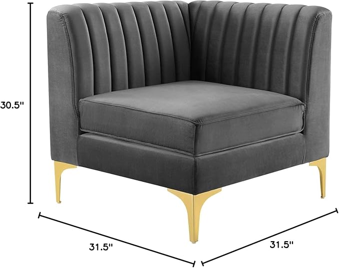Modway EEI-3983-GRY Triumph Channel Tufted Performance Velvet Sectional Sofa