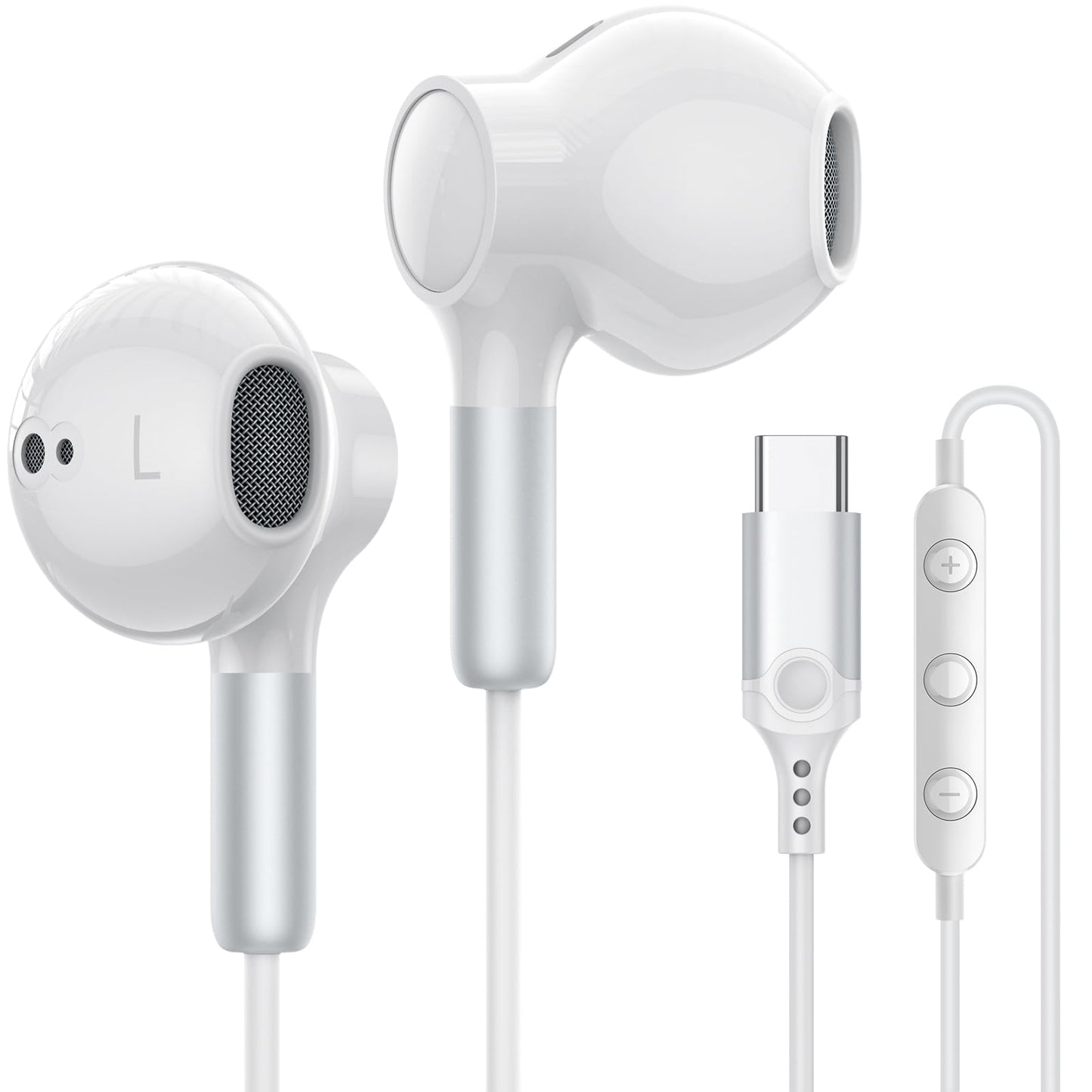USB C Headphones for iPhone 16 Type C Earbuds Wired Earphones with Mic Volume Control HiFi Stereo for iPhone 15 Pro Max Plus iPad 10 Samsung Galaxy S24 S23 S22 S21 S20 Ultra Note 20 Google Pixel 8 7 6