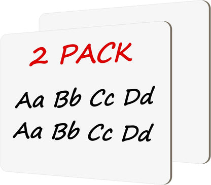 2 PC Small White Board Dry Erase Classroom Pack Boards 9" x12”Personal Whiteboards for Students Teachers School Supplies Lapboards