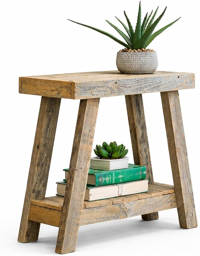 Doug and Cristy Designs Aztec A-Frame Side Table; Reclaimed Wood End Table
