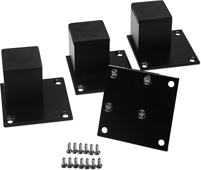 4Pcs 2Inch Metal Furniture Legs, Square Metal Cabinet Support Foot