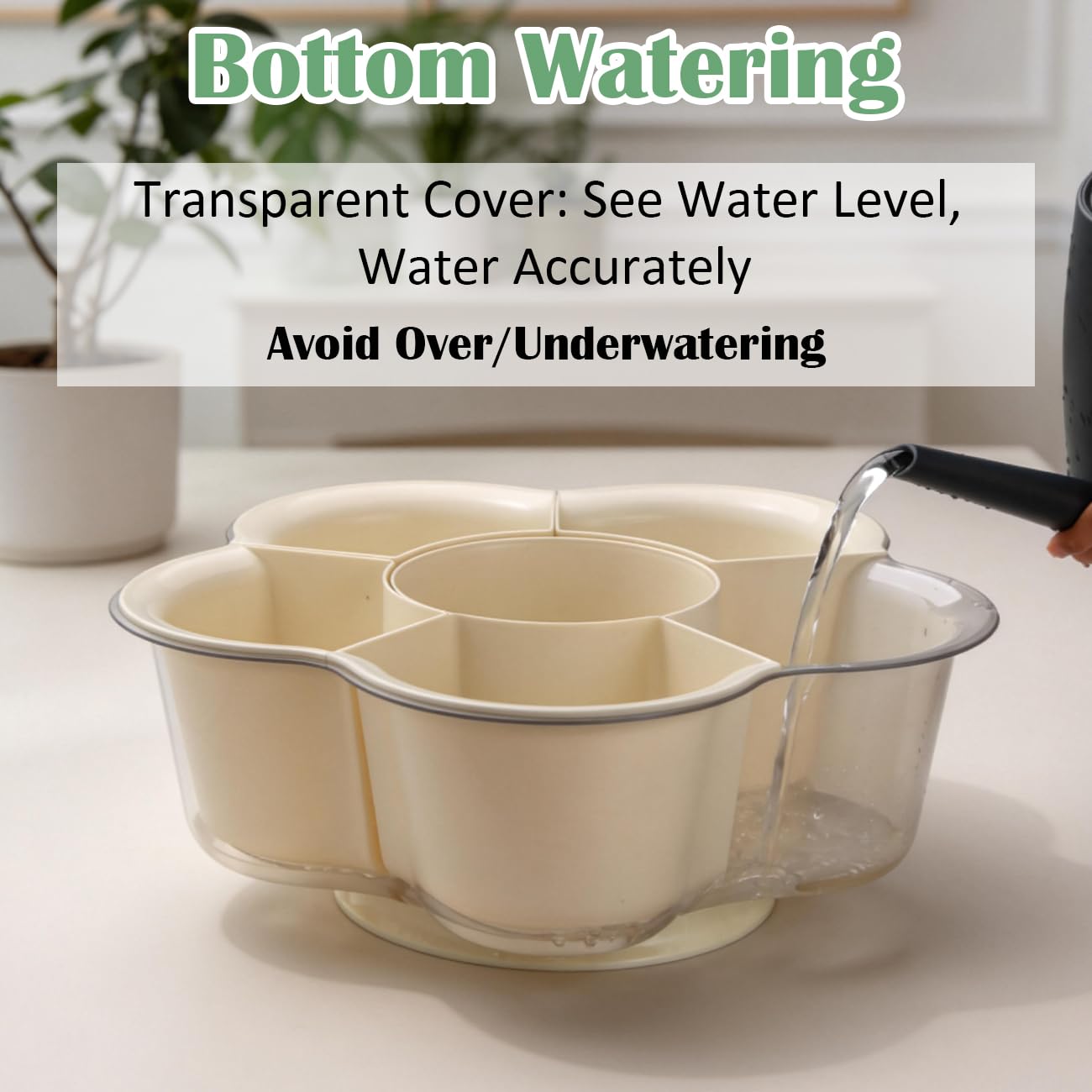 Plant Pots Indoor, 2 Pack Rotating Flower Pots with Drainage Holes & Clear Saucer (12 Small Bonsai Nursery Pots) Visible Water Level Bottom Watering Cactus Herbs Succulent Pots Planters Gardening Gift