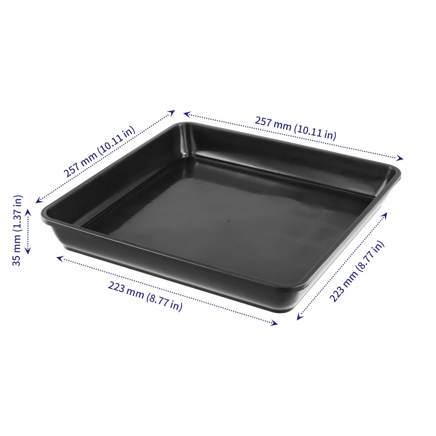 SOUJAP 20 Pack Black Square Plant Saucer, 8.7 Inch Inner Flower Pot Drip Tray for Outdoor Indoors,10 Inch Outer