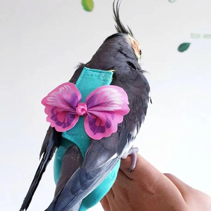 Bird Diaper Harness Flight Suit Clothes, Parrot Flight Suit with Leash for Parrot, Bird Flying Clothes for Outdoor Activities Training (Without Leash,S)