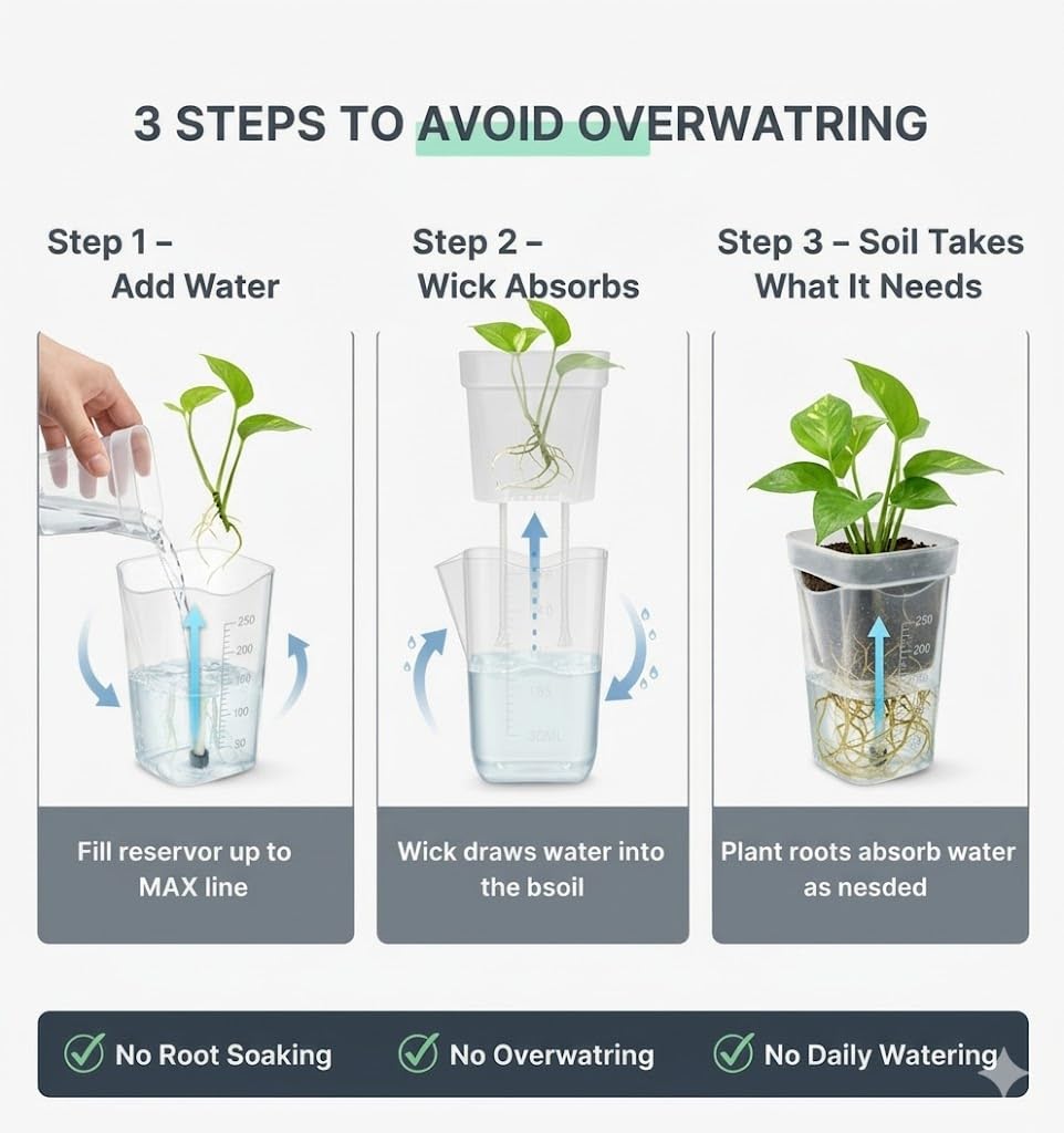 TNDCKP Mini Self Watering Pots 2.5” (10 Pack), Clear Double-Layer Planters with Anti-Root Rot Design, Continuous Watering System, Includes Cleaning Brush for Indoor Plants, Office & Travel