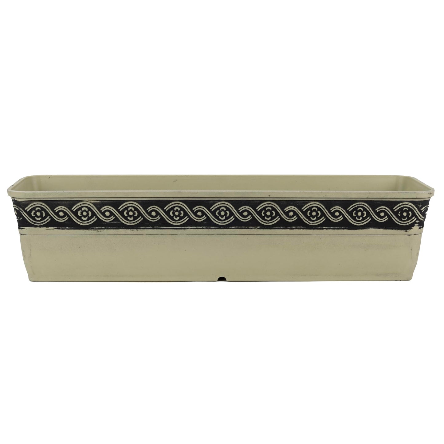 Classic Home and Garden Corinthian Resin Flower Pot Rectangle Planter, Concrete Grey, 18"