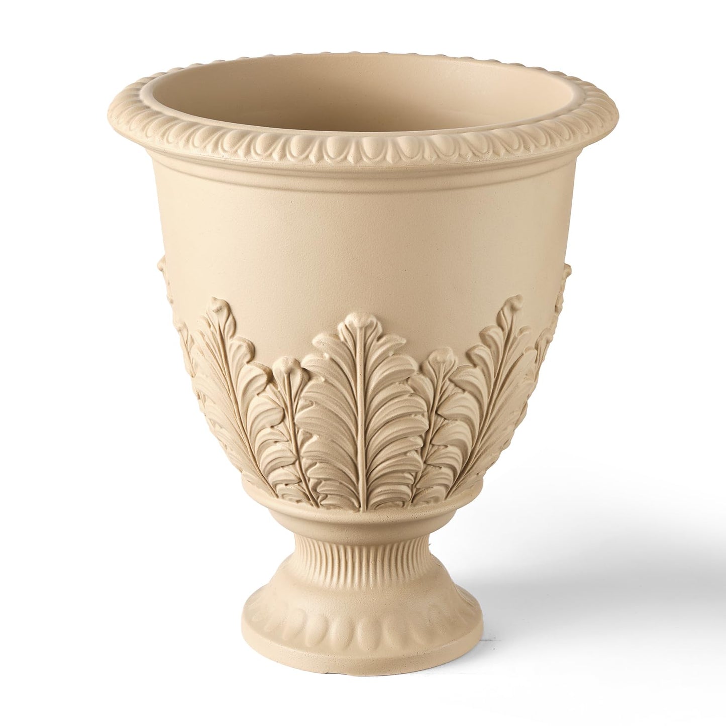 ARBORA 17" Paris Urn Polyresin Indoor and Outdoor Planter with Cream Finish - Durable, Weatherproof, Lightweight, Large Plant Pot for Patio, Garden, Deck, Entryway