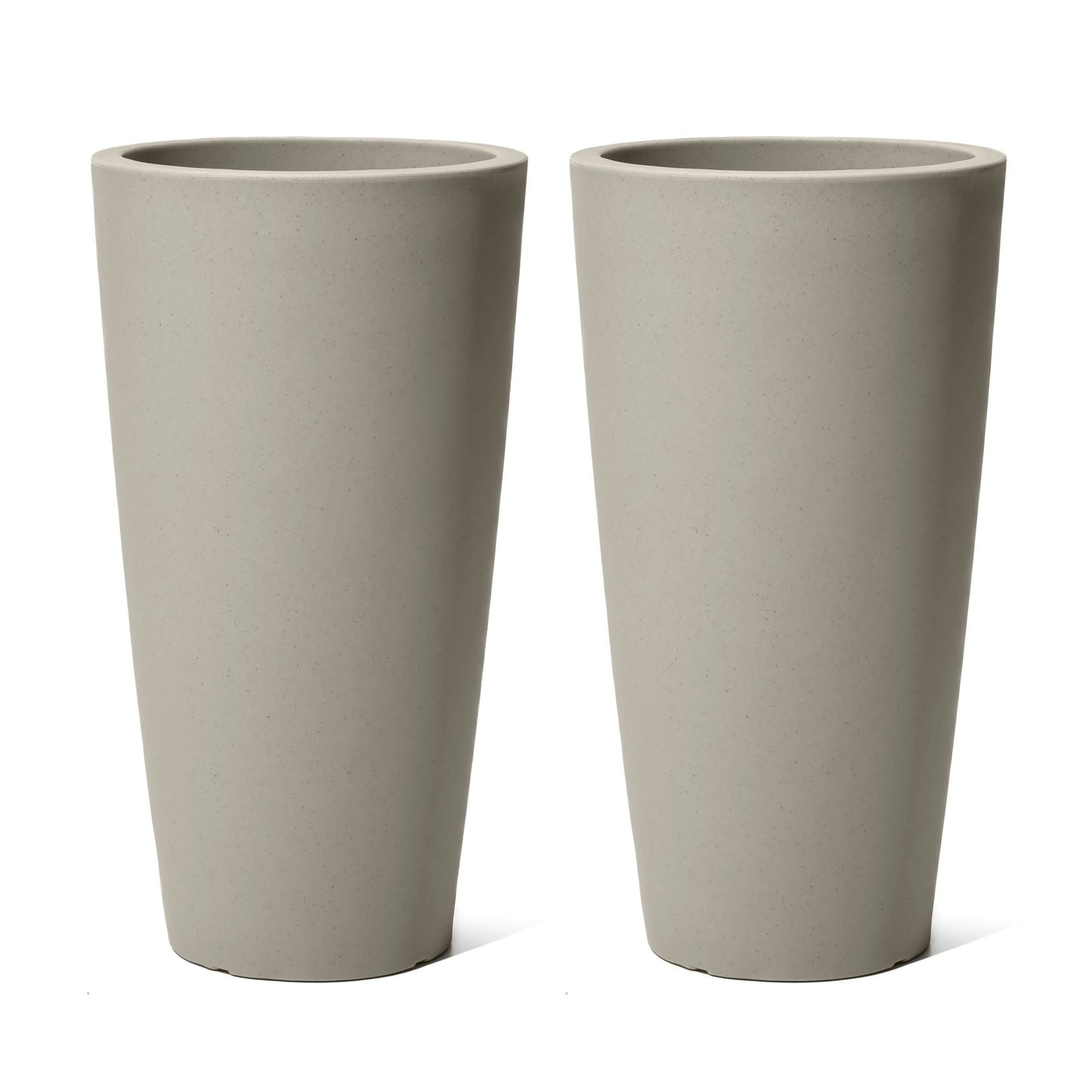 Step2 Tremont Tall Round Tapered Planter, 28" Tall 2-Pack, Indoor/Outdoor Plants, Efficient Drainage, Durable Resin, Concrete