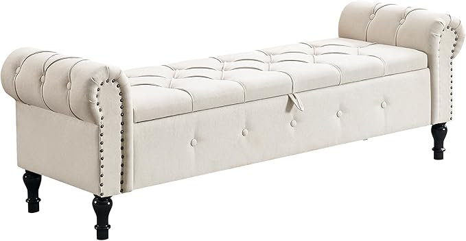 67" Storage Bench for Bedroom, Linen End of Bed