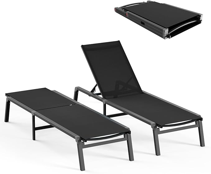 Patio Chaise Lounge Chair, Foldable Lounge Chair