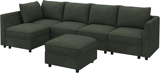 HONBAY Modular Sectional Sleeper Sofa Green Couch L Shaped Sectional Sofa