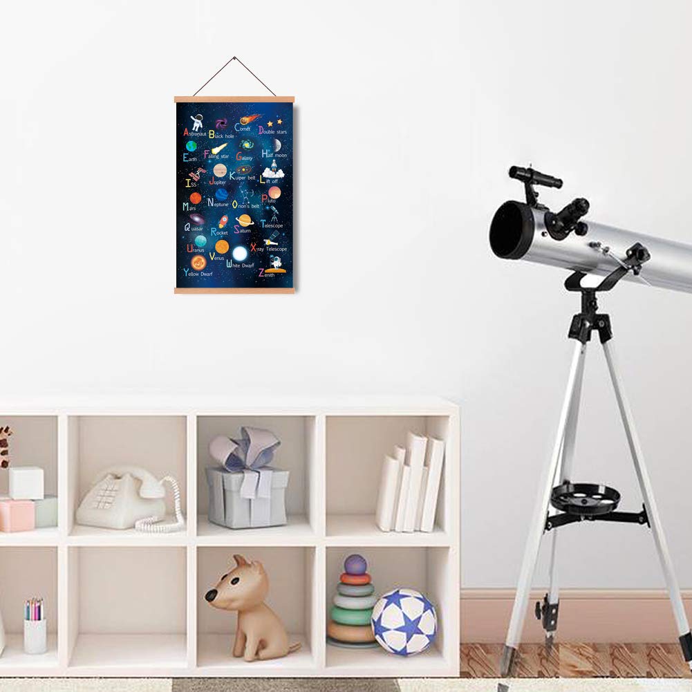 KAIRNE Framed ABC Alphabet Space Poster(28X45CM) Wall Art for Kids Room Nursery Classroom Decor