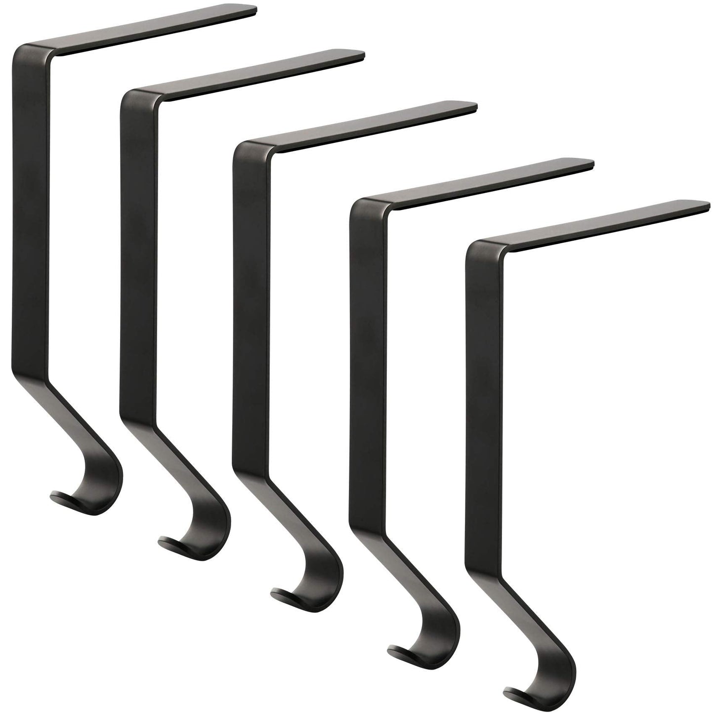 Sunshane Christmas Stocking Holders Metal Mantel Stocking Hanger Hooks Fireplace Hang Grips for Christmas Party Decorations (Black, 5)