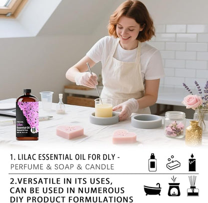 Lilac Essential Oil, Lilac Oil 16 Fl Oz 480 ML for Diffuser Humidifier Yoga Cleaning DIY Candle Soap Making Perfume Gift Essential Oils